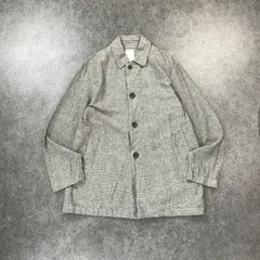 B：MING by BEAMS ビーミング ビームス ベルギーリネン ハーフコート ジャケット 千鳥格子 総柄 コットンリネン メンズ L 19S-BB008のサムネイル