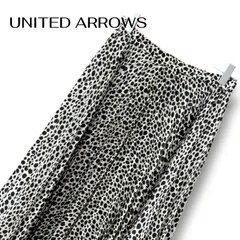 UNITED ARROWS ユナイテッドアローズ 黒ヒョウ モノトーン レディース スカート ロングスカート プリーツスカート ドット柄 ダルメシアン柄 アニマル柄 レオパード オフィスカジュアル【サイズ36】Sサイズ相当 00001511BCのサムネイル