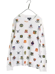 ポロ ラルフローレン 長袖 サーマル Tシャツ メンズ L / ロンT ワッフル コットン エンブレム スカル モノグラム 総柄 インナー ホワイトのサムネイル