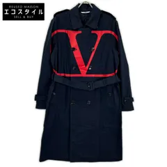 VALENTINO　ヴァレンティノ　2019AW SV3CHA705AJ ネイビー Vロゴプリント トレンチコート　46のサムネイル