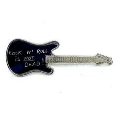 agnès b.（アニエスベー）　GL71 BROCHE ギターモチーフ ブローチ 「ROCK N’ ROLL IS NOT DEAD！」 ブラック×シルバーカラーのサムネイル