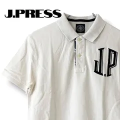 J.PRESS ジェイプレス ホワイト メンズ トップス 半袖 ポロシャツ カジュアル シンプル ビッグワッペン デカロゴ アップリケ アメカジ【Lサイズ】00001515BCのサムネイル