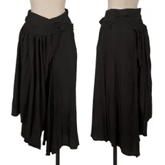 ヨウジヤマモト ノアールYohji Yamamoto NOIR レーヨンフリルラップスカート 黒1のサムネイル