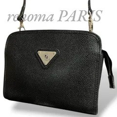 【MY0989】renoma PARIS レノマパリス ショルダーバッグ ブラック 黒  PVCレザー 斜め掛け 肩掛け レディース ファスナーのサムネイル