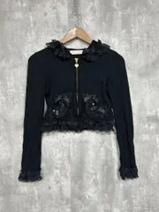 ジーザスディアマンテ JESUS DIAMANTE 日本製 レース リボン カーディガン sizeF/黒 ■◇ レディースのサムネイル