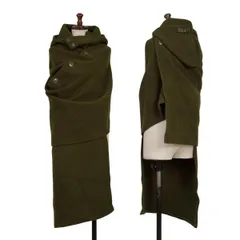 ジュンヤワタナベコムデギャルソンJUNYA WATANABE COMME des GARCONS ウールフーディーラップポンチョコート カーキSのサムネイル