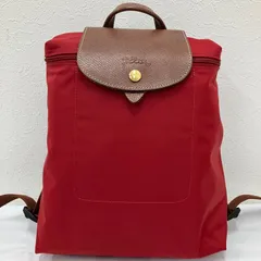 6728　LONGCHAMP　ロンシャン　 リュック　バックパック　ルプリアージュ　 レッド系　赤　ナイロン　レザー　 レディースのサムネイル