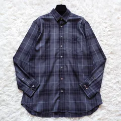 ​【美品】BURBERRY バーバリーロンドン ウール100% チェックシャツ ノヴァチェック ボタンロゴ M ダークグレーのサムネイル