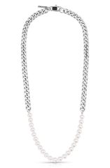 エティカ メンズ アクセサリー ネックレス・チョーカー レース Mr Ettika Mens Faux Pearl Curb Chainecklace Silver シルバーのサムネイル