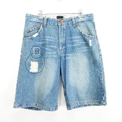 クイックシルバー QUIKSILVER デニム ジーンズ ボトムス ハーフパンツ ダメージ加工 リメイク M インディゴブルー ※EKMのサムネイル