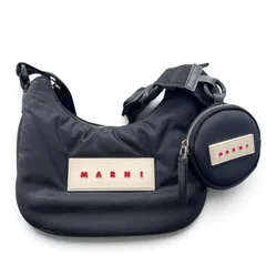 MARNI 希少 美品 マルニ PUFF SMALL HOBO パフ スモール ホーボーバッグ ショルダーバッグ SBMP0147U2 ナイロン レザー ブラック ポーチ クロスボディ ABランク 鑑定済 中古 マルニバッグのサムネイル