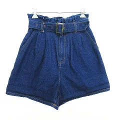 ヘザー Heather パンツ ボトムス キュロット デニム ショート丈 ツータック ウエストフリル M インディゴ ※EKMのサムネイル