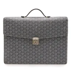 GOYARD ゴヤール シープル ビジネスバッグ ブリーフケース 書類カバン ヘリンボーン柄 PVC レザー グレー ホワイト シルバー金具 鍵欠品のサムネイル
