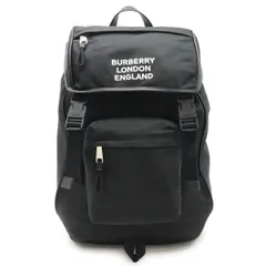 BURBERRY バーバリー ロゴプリント バックパック リュックサック ナイロン レザー ブラック 黒 シルバー金具 8018113のサムネイル