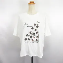 ザンパ ZAMPA Z of Zanpa Oeganic Tシャツ カットソー 半袖 ドロップショルダー クルーネック スパンコール 星模様 M ホワイト ※EKMのサムネイル