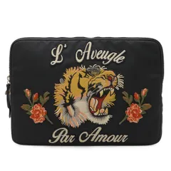 GUCCI グッチ エンブロイダリー ラップトップケース PCケース クラッチバッグ タイガー 虎 トラ 刺繍 ナイロンキャンバス ブラック 473884のサムネイル