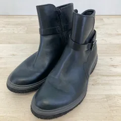 美品 ecco/エコー ショートブーツ EU38/US7(24cm相当) ブラック レザー 20085311001 サイドジップ ベルト[ON01664]のサムネイル