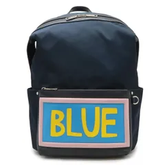 FENDI フェンディ ロゴ バックパック リュックサック デイパック ナイロン レザー ネイビー ピンク ブルー シルバー金具 7VZ035のサムネイル