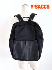 Y'SACCS　イザック　NEWナイロン×レザーコンビシリーズ　前ポケットリュックサック　ナイロン×牛革　定価19,800円　ブラック　バッグ　カバン　送料込み　6469072のサムネイル
