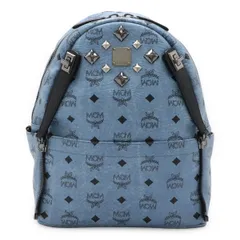 MCM エムシーエム ヴィセトス ロゴグラム バックパック リュックサック スタッズ PVC レザー ブルー系 シルバー金具 MMK5SVE80LE001のサムネイル