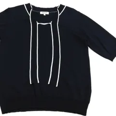 SOUP ニット トップス 11号 ネイビー×ホワイト リボン 七分袖 レディース リボン付き #26-0413のサムネイル