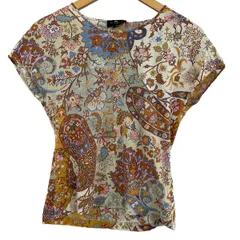 ETRO(エトロ) 半袖カットソー サイズ46 L レディース新品同様  - アイボリー×ライトグリーン×マルチ クルーネック/ペイズリー柄のサムネイル