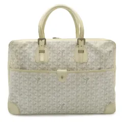 GOYARD ゴヤール アンバサードMM ビジネスバッグ ブリーフケース ハンドバッグ ヘリンボーン柄 PVC レザー ホワイト 白 グレー ストラップ欠品のサムネイル
