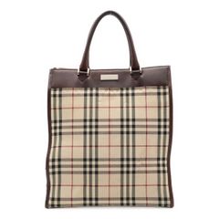 BURBERRY バーバリー ノバチェック チェック柄 ハンドバッグ トートバッグ キャンバス レザー ベージュ ブラウン 茶 ボルドー 赤