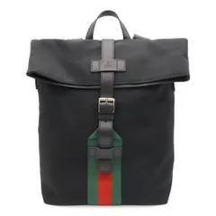 GUCCI グッチ バンド テクノキャンバス ウェブライン シェリー バックパック リュックサック レザー ブラック 黒 グリーン レッド 337075のサムネイル