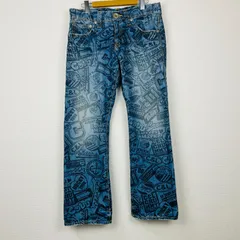 CO&LU ココルル デニムパンツ 総柄 ブルー 28 レディース 古着 ギャル Y2Kのサムネイル