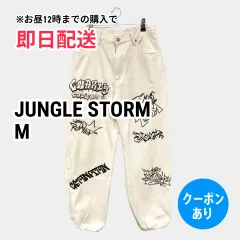 JUNGLE STORM ジャングルストーム デニムパンツ M ホワイト フルレングス 無地 前面プリント バックプリント スタンダード ストレート レギュラー リジッド・ワンウォッシュ レディースのサムネイル