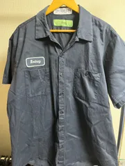 CINTAS 半袖ワークシャツ メンズ2XL ネイビー コットン100% ネームパッチのサムネイル