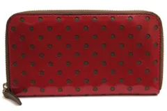 マルニ／MARNI 長財布 財布 ウォレット レディース 女性 女性用レザー 革 本革 レッド 赤  ドット柄パンチングレザー 小銭入れあり ラウンドジップ ラウンドファスナーのサムネイル