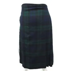 スコッチハウス SCOTCH HOUSE ラップスカート プリーツスカート ひざ丈 チェック ブラックウォッチ 紺  ネイビー 緑 グリーンのサムネイル