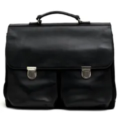 ゼニア／Ermenegildo Zegna バッグ ブリーフケース ビジネスバッグ 鞄 ビジネス メンズ 男性 男性用コットン 綿 キャンバス レザー 革 ブラック 黒  フラップ式のサムネイル