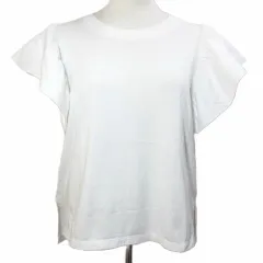 スリードッツ three dots スーピマコットン ラッフル タンクトップ カットソー キャップスリーブ M 白 ホワイト JA0001Y /Xのサムネイル