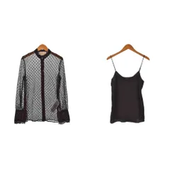 グッチ GUCCI 22FW Geometric Lace Shirt シャツ ブラウス 長袖 レース シアー シースルー 36 黒 ブラック 717104 ZAKBXのサムネイル