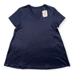 タグ付き 未使用品 Mademoiselle NON NON マドモアゼルノンノン Vネック リネン 半袖Tシャツ サイズ M/ネイビー/麻100%/レディースのサムネイル