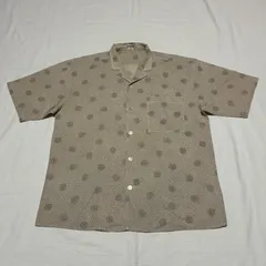 90s renoma paris homme レノマパリスオム 半袖シャツ オープンカラー 幾何学模様 ベージュ系 ラネロッシアンドアルファキュービック コットン 48表記のサムネイル