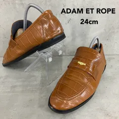 ADAM ET ROPE アダムエロペ 24cm ソフトコインローファー クロコ型押し フラットシューズ スリッポン パンプス ブラウン ローヒール 履きやすい 歩きやすい エレガント きれいめ カジュアル 定番 人気 ★ ■■のサムネイル