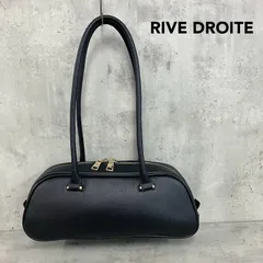 RIVE DROITE リヴドロワ ブラック テリーヌショルダーバッグ ハンドバッグ ワンショルダー 肩掛け 底鋲付き ダブルジップ 横長 ボストンバッグ カバン 鞄 かばん 上品 きれいめ カジュアル フォーマル デイリー 通勤 通学 定番 ★ ■■のサムネイル