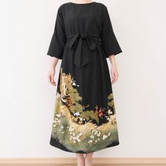 留袖 ワンピース ドレス 正絹 フレアー袖 留袖リメイク 592 夢ちりめん