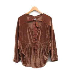 ドレステリア DRESSTERIOR カットソー Tシャツ 長袖 リボン スエード調 ブラウン 茶 /KT15のサムネイル