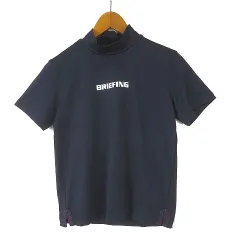 ブリーフィング BRIEFING ゴルフ GOLF 24SS シャツ ハイネック モックネック ロゴ ドライ メッシュ ストレッチ 半袖 130cm 紺 ネイビー 美品のサムネイル