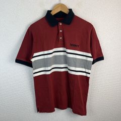 Timberland ティンバーランド 半袖ポロシャツ ボーダー バーガンディ S メンズ 古着 アメカジ スポーツMIX