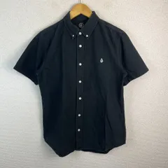 VOLCOM ボルコム 半袖シャツ ボタンダウン ロゴ刺繍 ワンポイント ブラック M メンズ 古着 ストリート アメカジのサムネイル