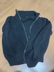 ニット ジップアップ ハーフジップ ブラックのサムネイル