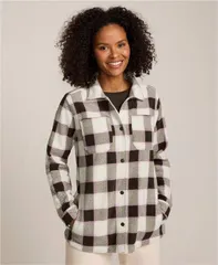 ランズエンド レディース アウター ジャケット・ブルゾン プリント シャツ フリース ジャケット Lands End Womens Print Anyweather Fleece Shirt Jackのサムネイル