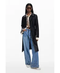 デジグアル レディース アウター ジャケット・ブルゾン レザー フェイクレザー ジャケット Desigual Womens Long faux leather jacket Black ブラックのサムネイル