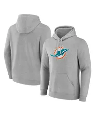 ファナティクス メンズ アウター パーカー・スウェット フリース Fanatics Mens Heather Gray Miami Dolphins Deliver Fleece Pullover Hのサムネイル